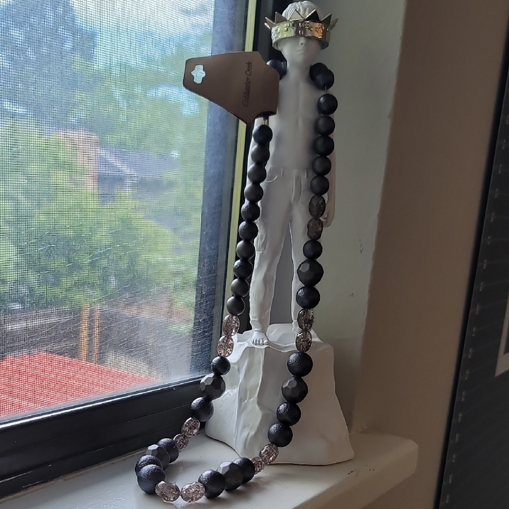 Coldwater Creek Black and Clear Beaded Necklace